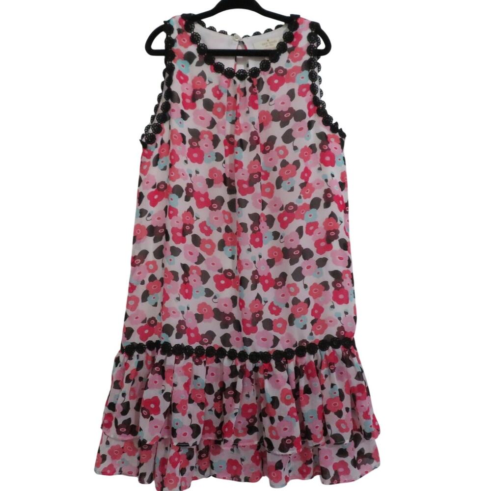 Kate Spade Dress Kids Sz 8 Pink Black Floral Dress Blooming Floral Dress